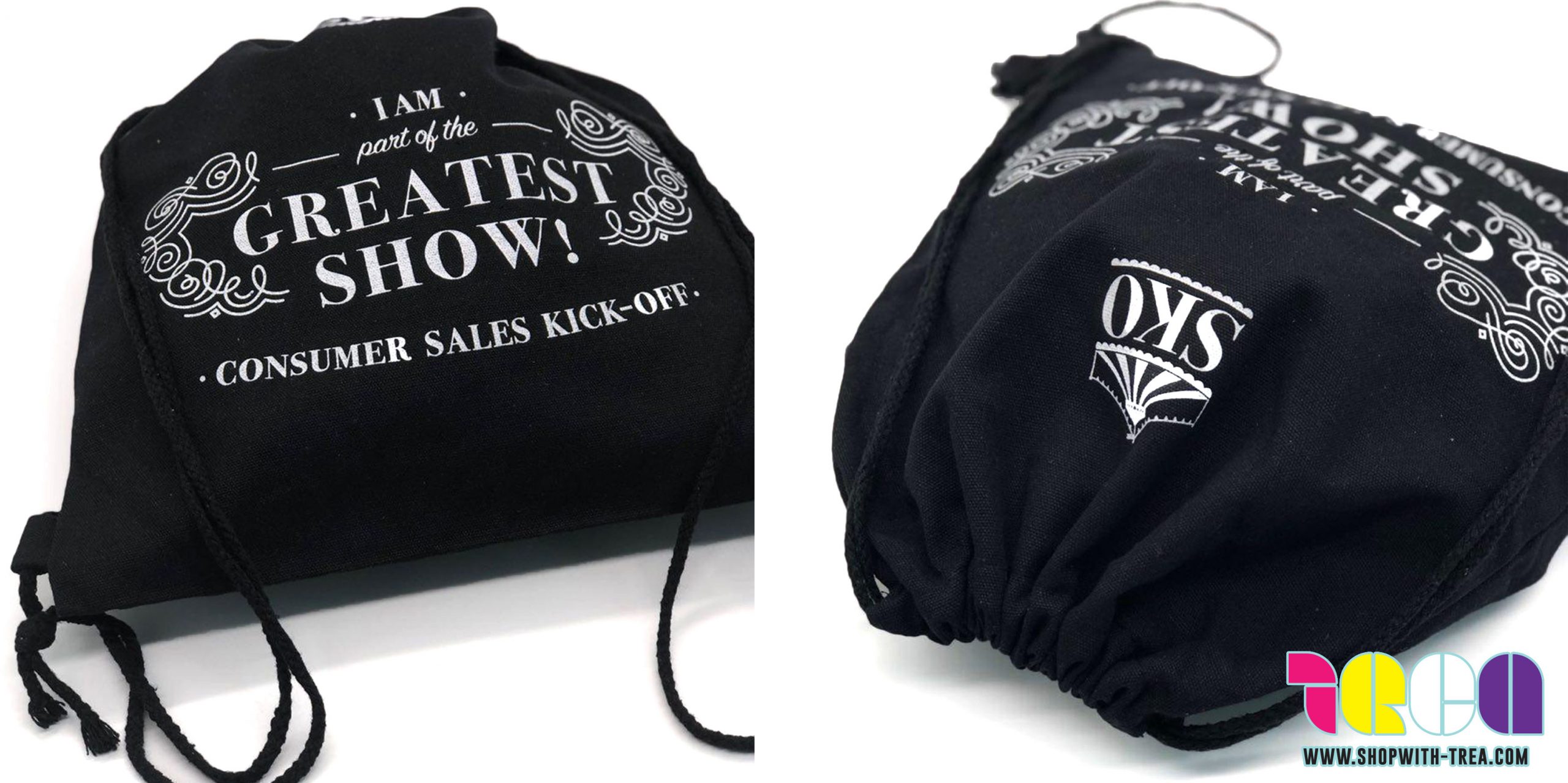 Personalised Black Drawstring bag