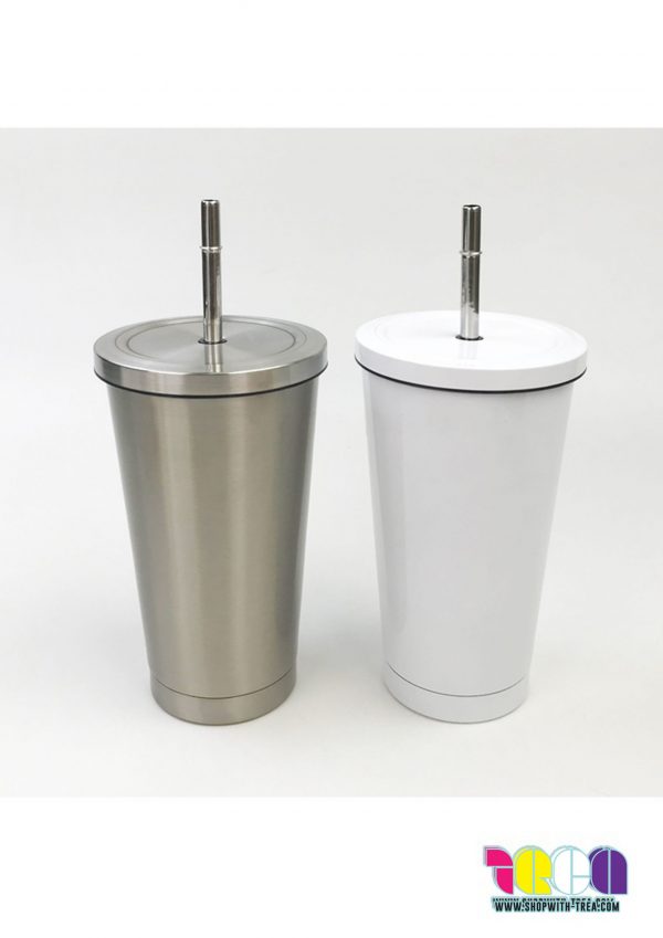 stainless steel cold cup with straw