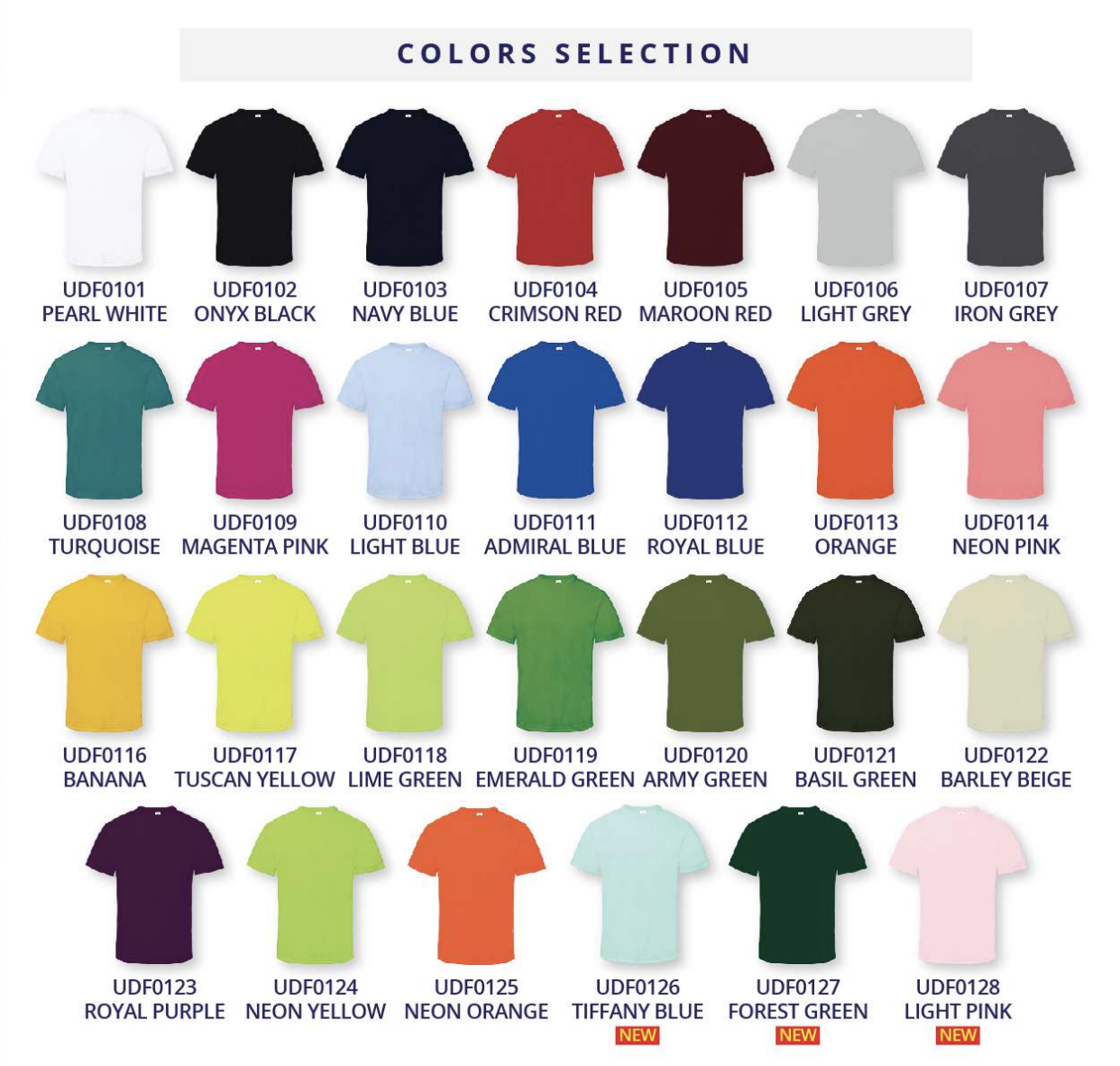 Crew Neck Tshirt colour selection