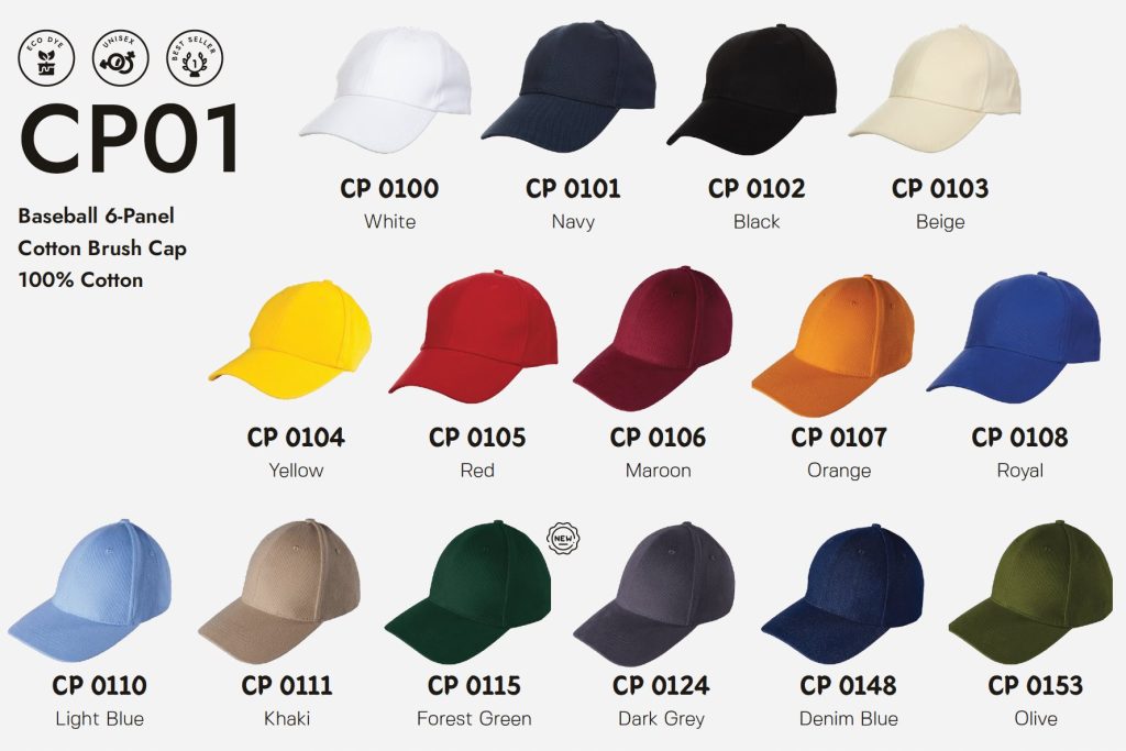 Baseball Cap Colour Guide_CP01