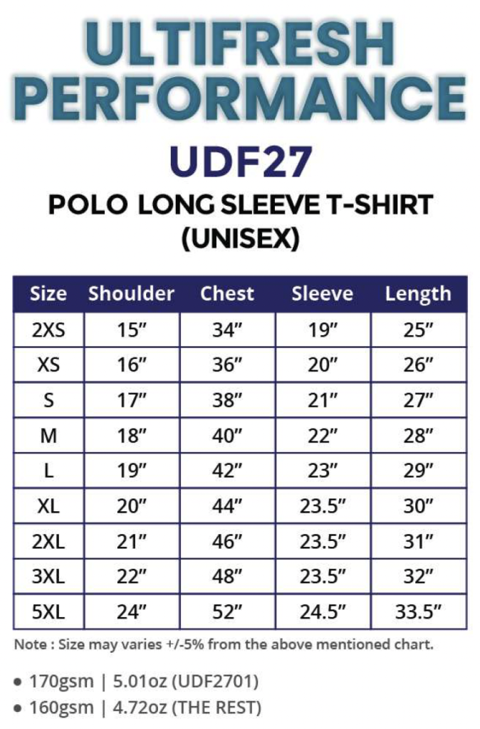 Polo Long Sleeve Size Guide_UDF27