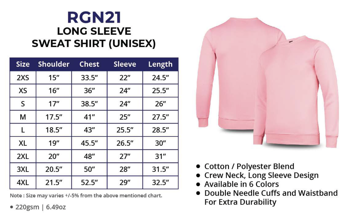 Long Sleeve Printing Size Guide_RGN21