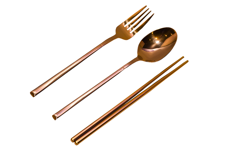 Rose Gold Metal Cutlery Set Printing_CE56